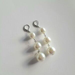 Ivory Glass Pearl Beaded Earrings